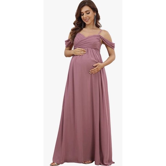 Ever-Pretty V Neck Short Sleeve Spaghetti Straps Maternity Formal Dress Size M - Picture 10 of 14